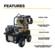 2,300 PSI 4.0 GPM Hot Water Electric Pressure Washer with General Triplex Pump -  15-423 BE Power Equipment