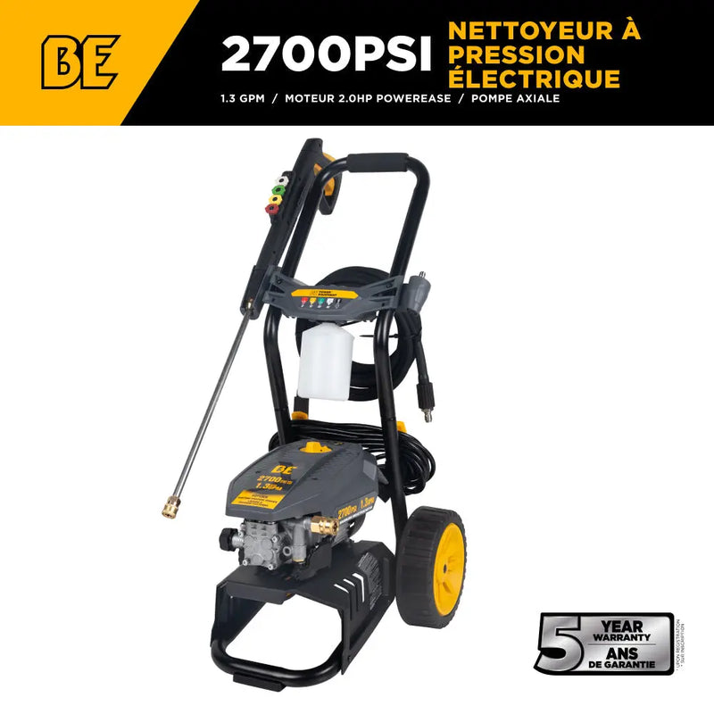 2,700 PSI 1.3 GPM Electric Pressure Washer with AR Axial Pump - P2713EN BE Power Equipment