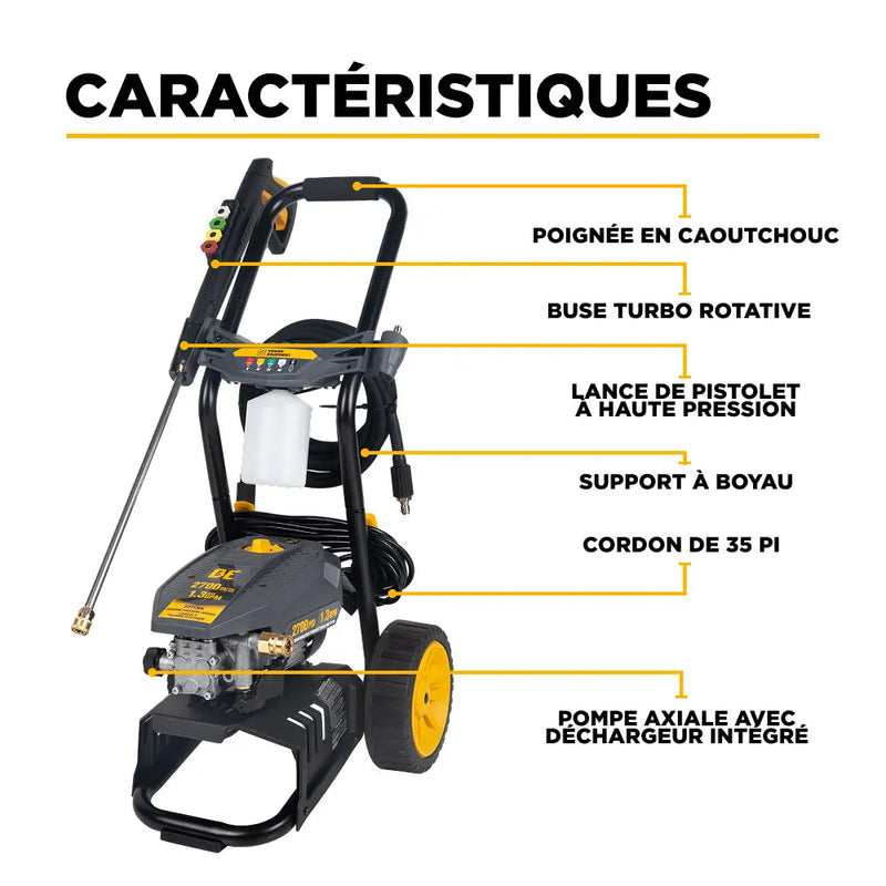 2,700 PSI 1.3 GPM Electric Pressure Washer with AR Axial Pump - P2713EN BE Power Equipment