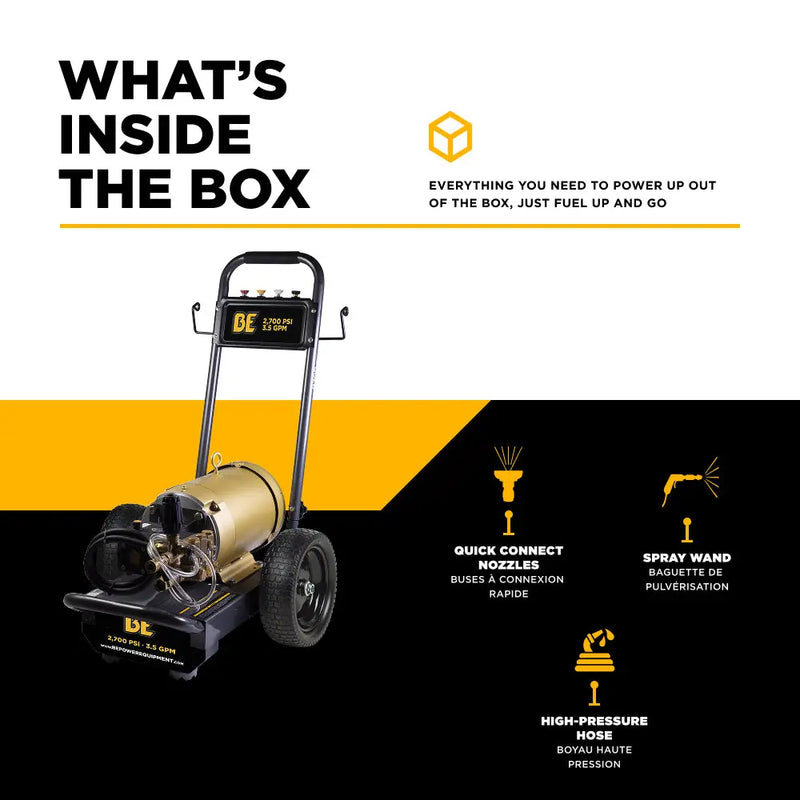 2,700 PSI 3.5 GPM 7.5 HP Electric Pressure Washer with Baldor Motor and CP Triplex Pump - B2775E3AHE BE Power Equipment