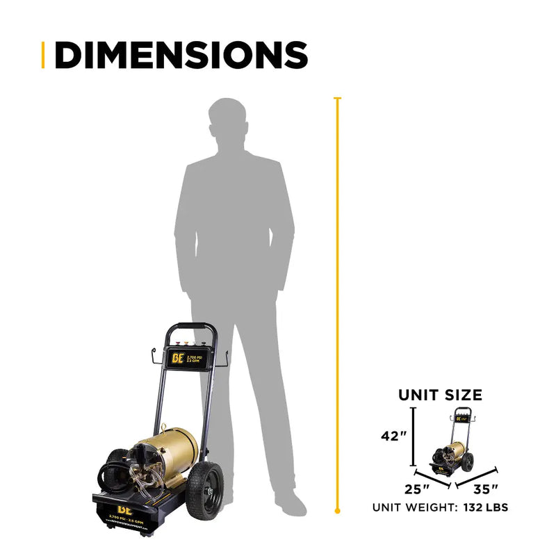 2,700 PSI 3.5 GPM 7.5 HP Electric Pressure Washer with Baldor Motor and CP Triplex Pump - B2775E3AHE BE Power Equipment