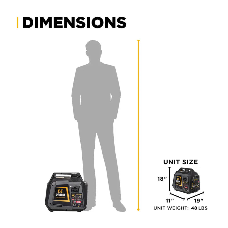 2,800 Watt Digital Inverter Generator - BE2800I BE Power Equipment