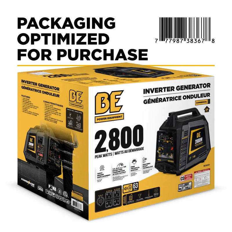 2,800 Watt Digital Inverter Generator - BE2800I BE Power Equipment