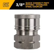 3/8" FNPT Fitting – Stainless Steel Coupler BE Power Equipment
