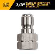 3/8" FNPT Fitting – Stainless Steel Coupler BE Power Equipment