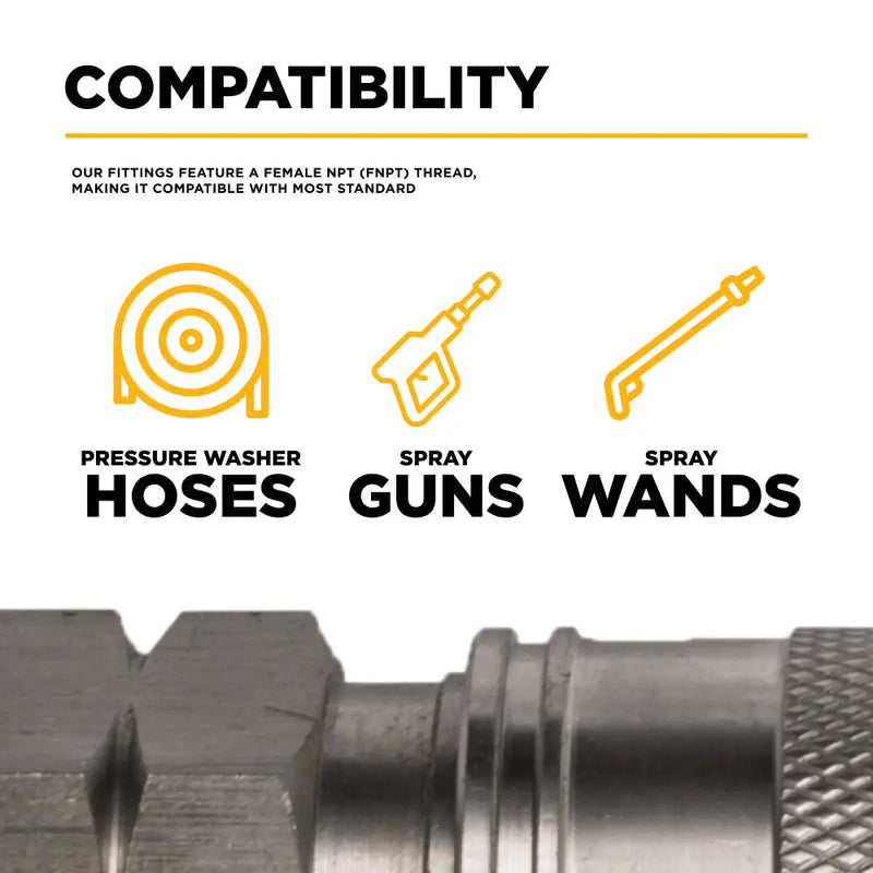 3/8" FNPT Fitting – Stainless Steel Coupler BE Power Equipment