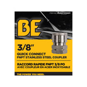 3/8" FNPT Fitting – Stainless Steel Coupler BE Power Equipment