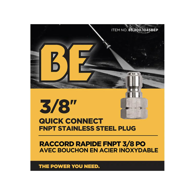 3/8" FNPT Fitting – Stainless Steel Coupler BE Power Equipment