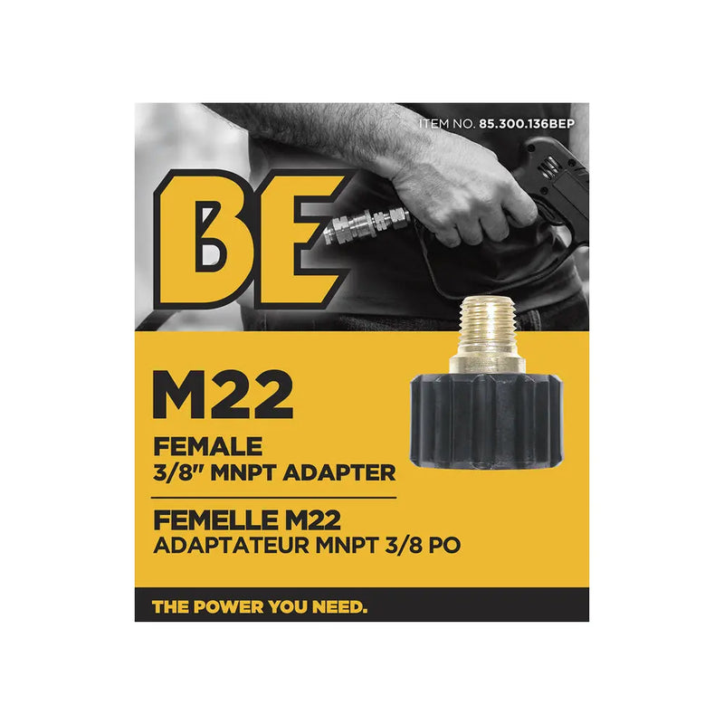 3/8" Female M22 MNPT Adapter Fitting BE Power Equipment