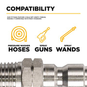 3/8" MNPT 6,000PSI Quick Connect Stainless Steel Fitting BE Power Equipment