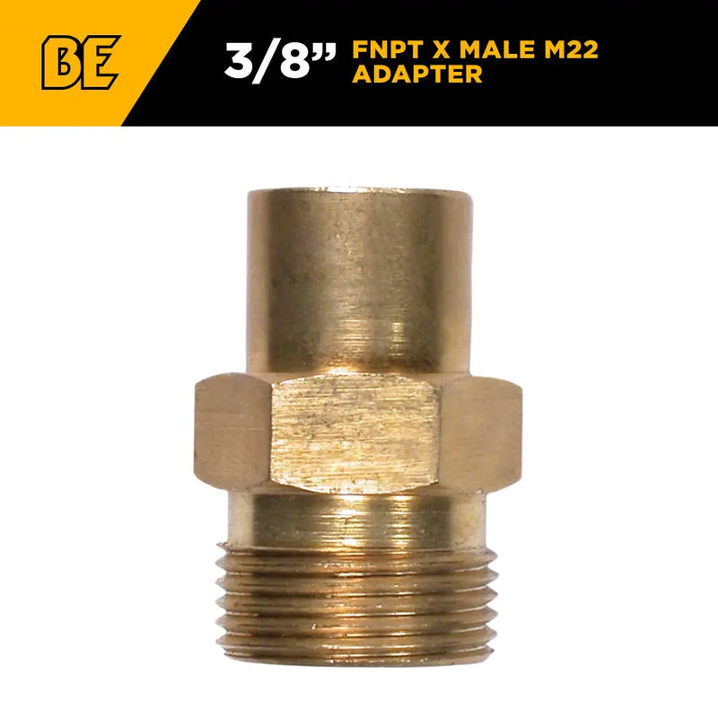 3/8" Male M22 FNPT Adapter Fitting BE Power Equipment