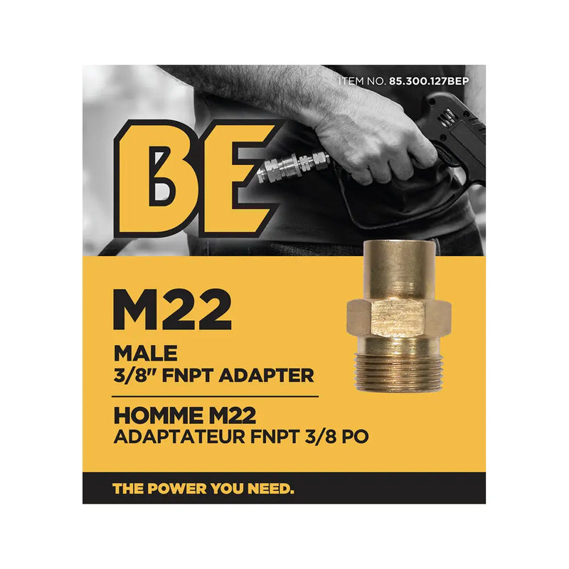 3/8" Male M22 FNPT Adapter Fitting BE Power Equipment