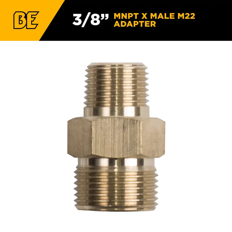 3/8" Male M22 MNPT Adapter Fitting BE Power Equipment