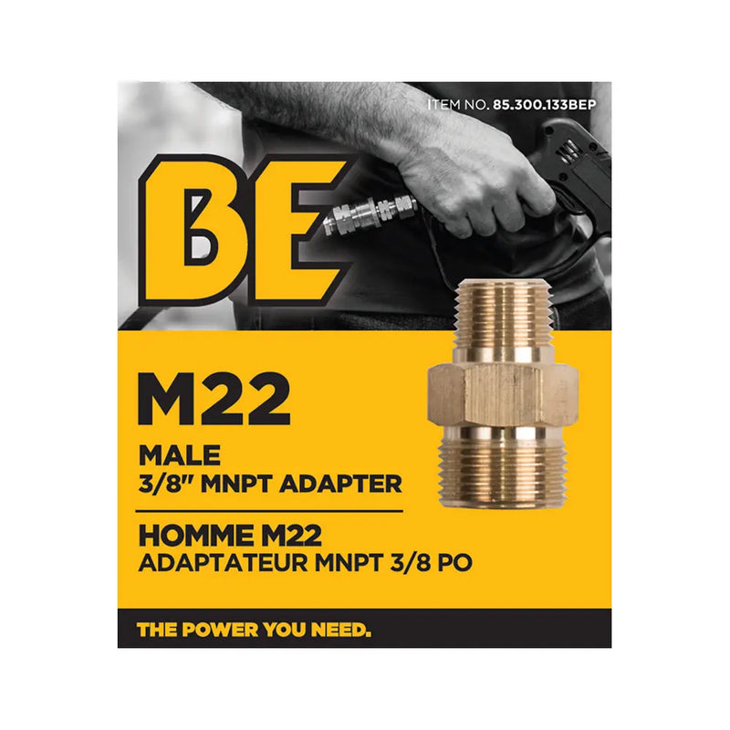 3/8" Male M22 MNPT Adapter Fitting BE Power Equipment