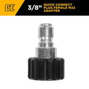 3/8" Quick Connect Female M22 FNPT Adapter Fitting BE Power Equipment