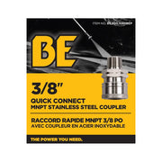 3/8" Quick Connect MNPT Stainless Steel Coupler BE Power Equipment