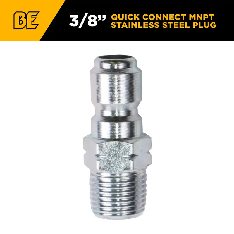 3/8" Quick Connect MNPT Stainless Steel Plug BE Power Equipment
