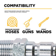 3/8" Quick Connect MNPT Stainless Steel Plug BE Power Equipment