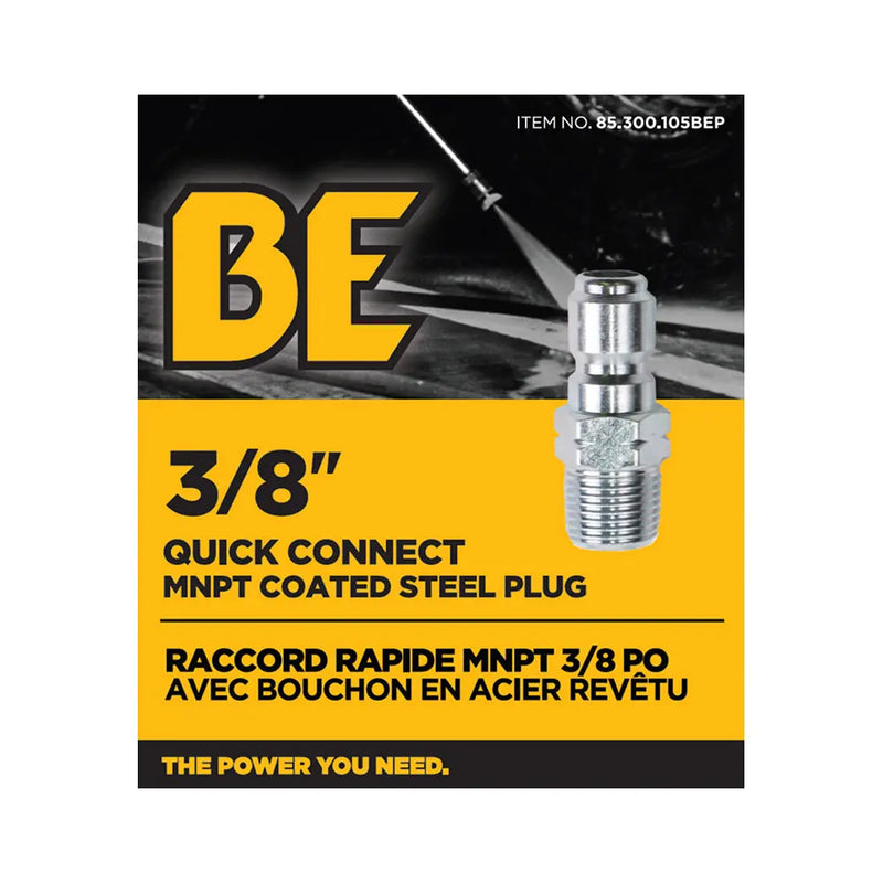3/8" Quick Connect MNPT Stainless Steel Plug BE Power Equipment