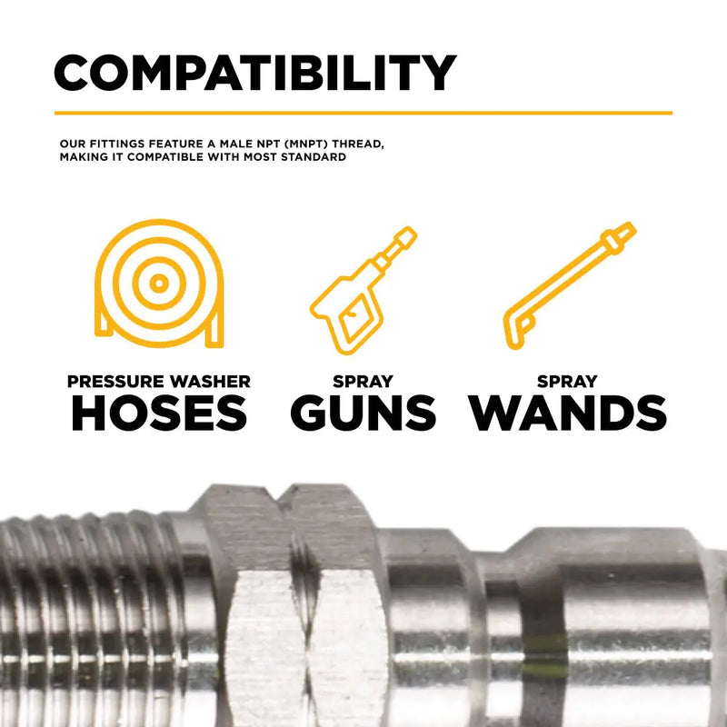 3/8" Quick Connect MNPT Stainless Steel Plug BE Power Equipment