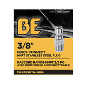 3/8" Quick Connect MNPT Stainless Steel Plug BE Power Equipment