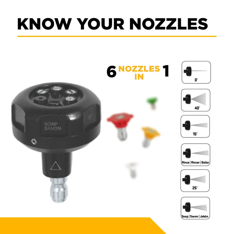 3.0 Multi-Function 6-in-1 Pressure Washer Nozzle BE Power Equipment
