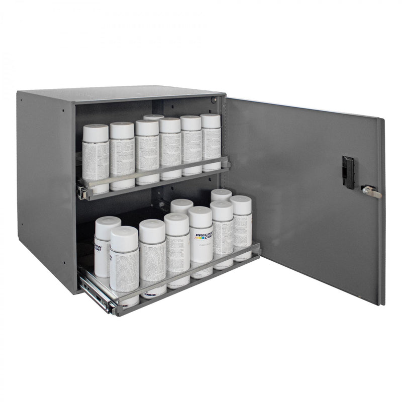 Durham Aerosol Storage Cabinet, Steel, 2 Sliding Shelves, 1 Door, Holds 48 Aerosol Cans