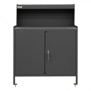Durham Stationary Workstation, 1 Fixed Shelf, Riser, 2 Doors, 36-1/8 x 24-1/4 x 46-7/8