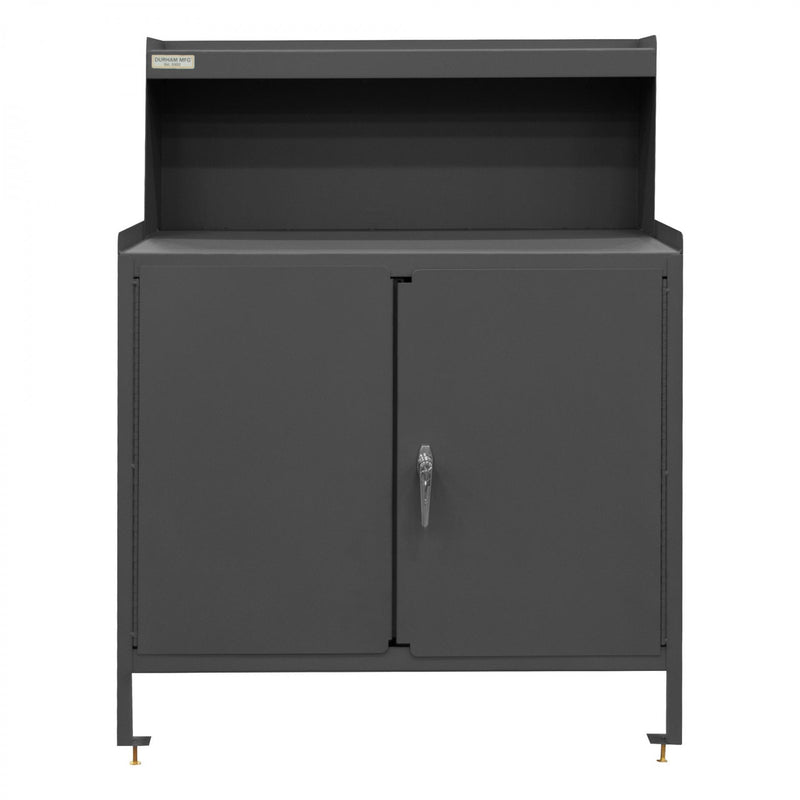 Durham Stationary Workstation, 1 Fixed Shelf, Riser, 2 Doors, 36-1/8 x 24-1/4 x 46-7/8