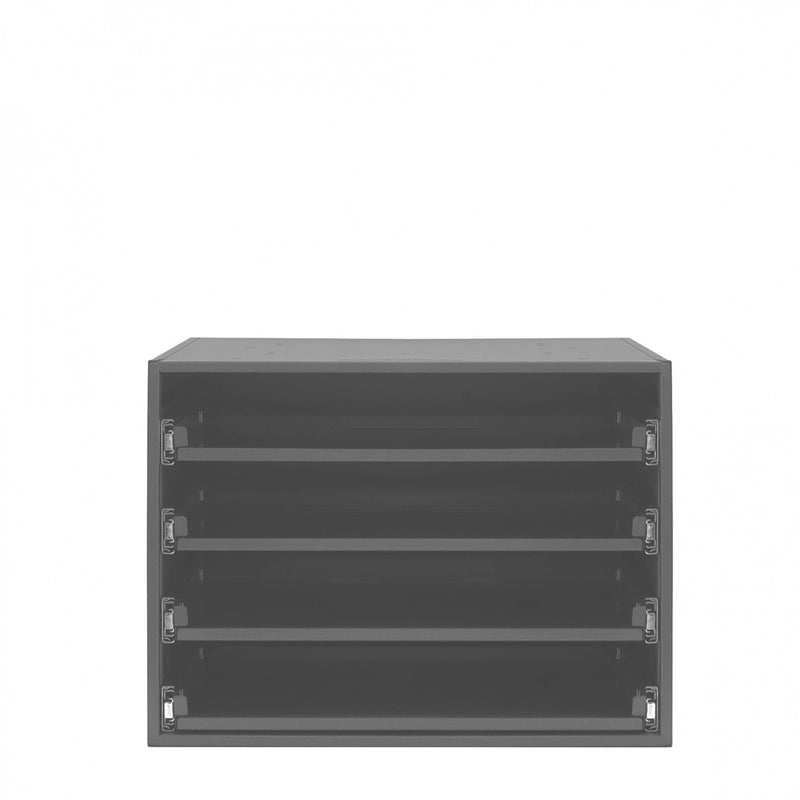 Durham Large Bearing Slide Rack, Holds 4 Compartment Boxes, Heavy Duty, Steel, Gray