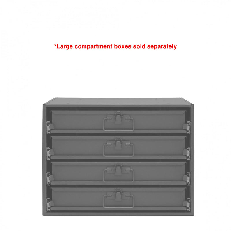 Durham Large Bearing Slide Rack, Holds 4 Compartment Boxes, Heavy Duty, Steel, Gray