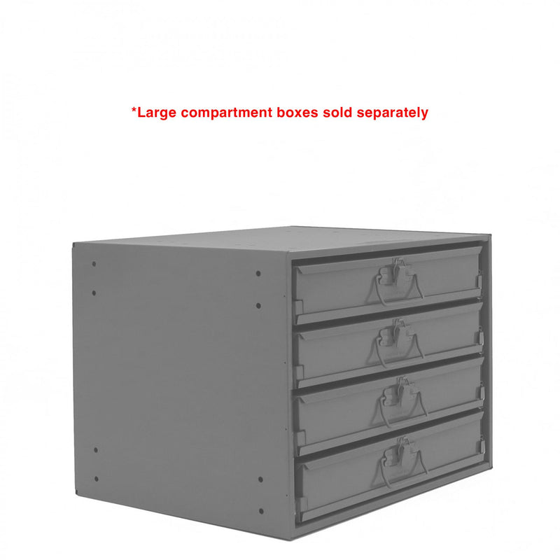 Durham Large Bearing Slide Rack, Holds 4 Compartment Boxes, Heavy Duty, Steel, Gray