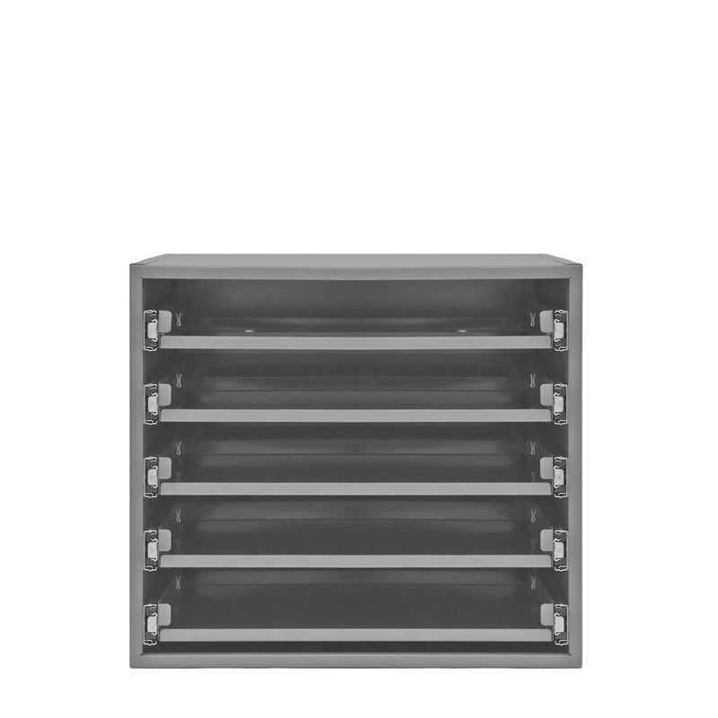 Durham Slide Rack, Heavy Duty Bearing Slides, Holds 5 Large Compartment Boxes, Gray
