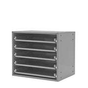 Durham Slide Rack, Heavy Duty Bearing Slides, Holds 5 Large Compartment Boxes, Gray