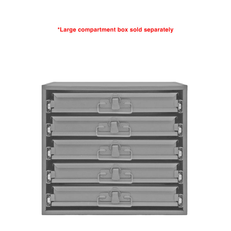 Durham Slide Rack, Heavy Duty Bearing Slides, Holds 5 Large Compartment Boxes, Gray