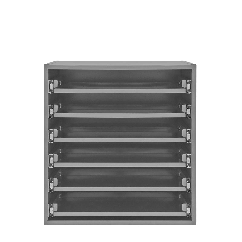 Durham Small bearing slide rack, 6 compartments, gray