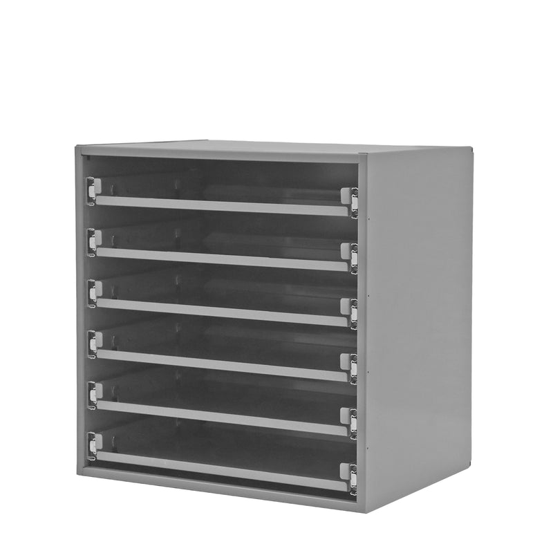 Durham Small bearing slide rack, 6 compartments, gray