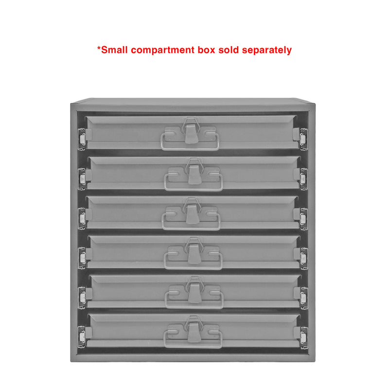 Durham Small bearing slide rack, 6 compartments, gray