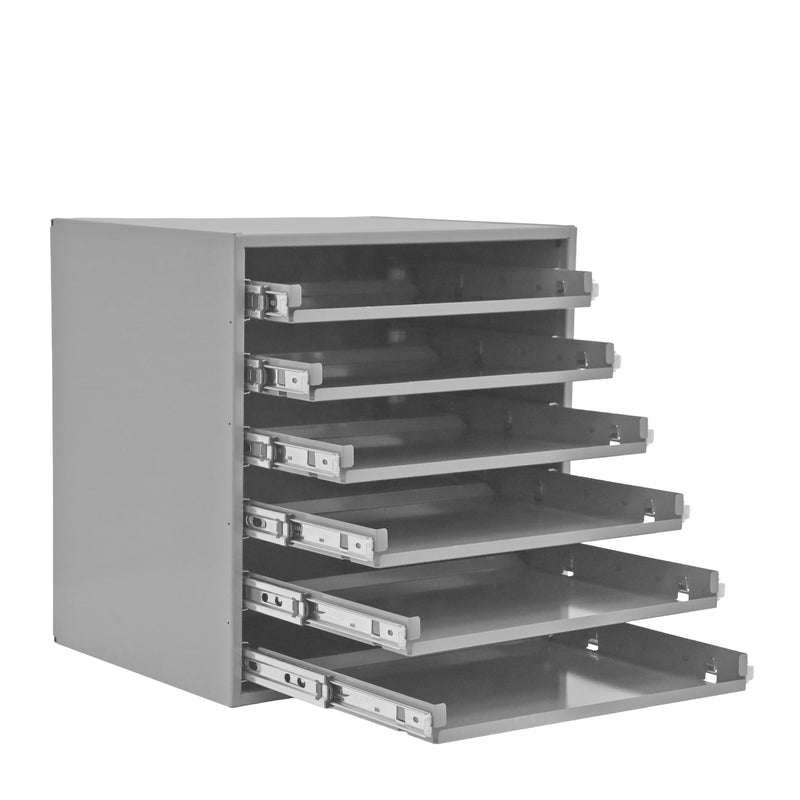Durham Small bearing slide rack, 6 compartments, gray