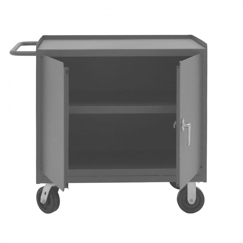 Durham Mobile Bench Cabinet With 6" X 2" Phenolic Bolt-On Casters, (2) Rigid And (2) Swivel