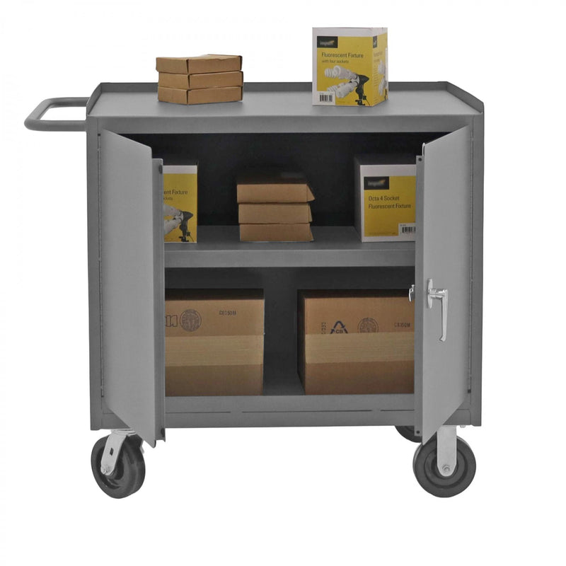 Durham Mobile Bench Cabinet With 6" X 2" Phenolic Bolt-On Casters, (2) Rigid And (2) Swivel
