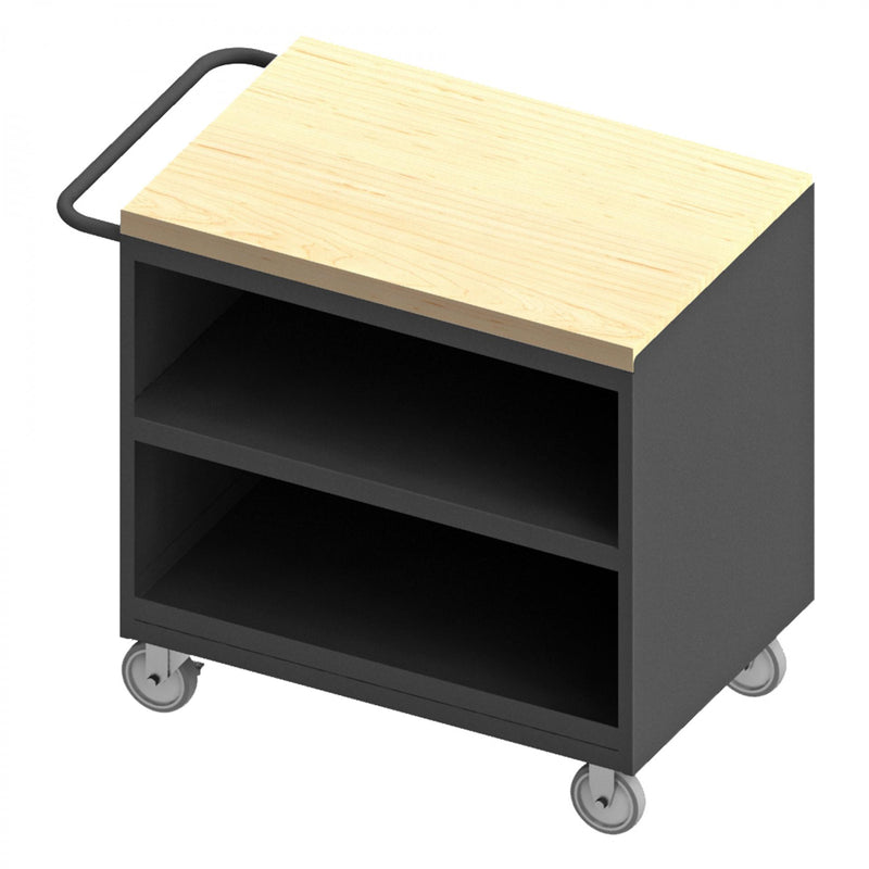 Durham Mobile Bench Cabinet With 5" X 1-1/4" Polyurethane Casters, (2) Rigid And (2) Swivel, 1 Shelf