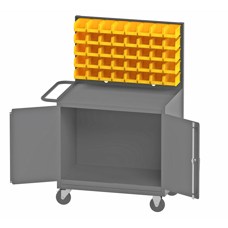Durham Mobile Workstation With 5" X 1-1/4" Polyolefin Casters, (2) Rigid, (2) Swivel With Side Brakes