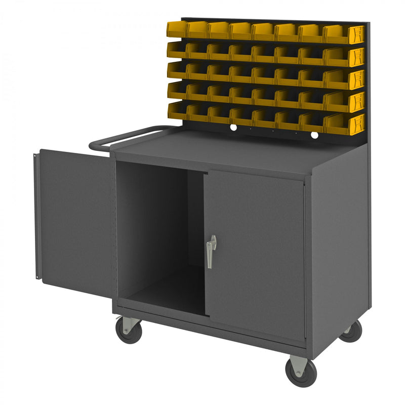 Durham Mobile Workstation With 5" X 1-1/4" Polyolefin Casters, (2) Rigid, (2) Swivel With Side Brakes