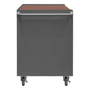 Durham Mobile Bench Cabinet With 5" X 1-1/4" Polyurethane Casters, (2) Rigid And (2) Swivel, 2 Doors, Gray