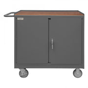 Durham Mobile Bench Cabinet With 5" X 1-1/4" Polyurethane Casters, (2) Rigid And (2) Swivel, 1 Shelf
