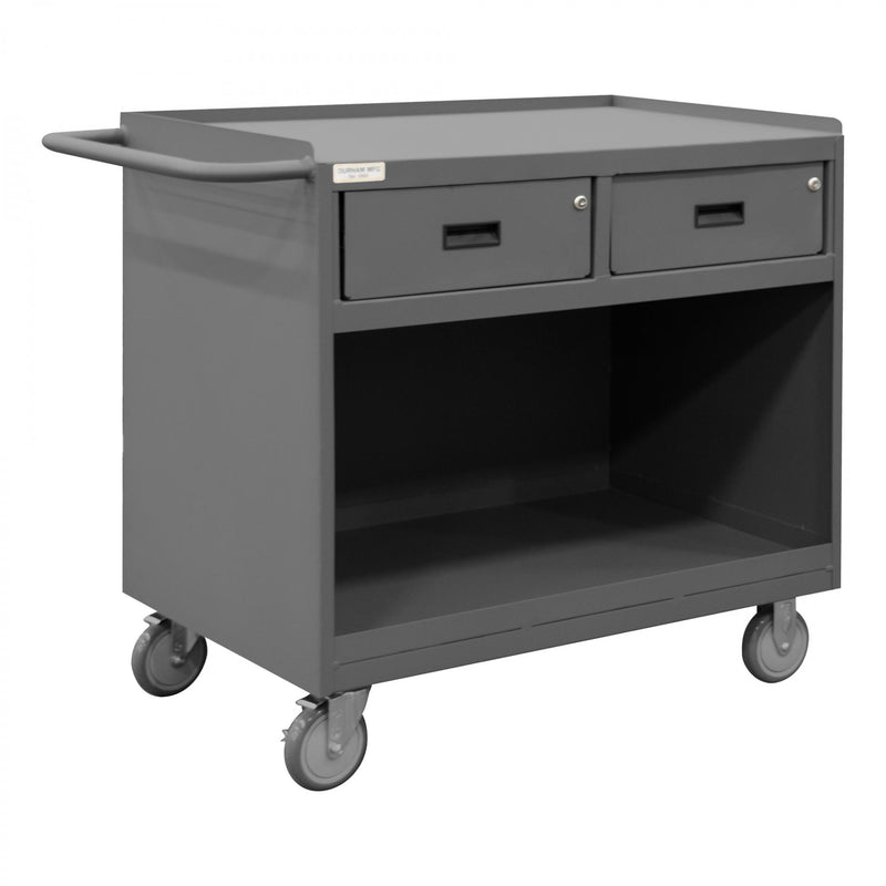 Durham Mobile Bench Cabinet With 5" X 1-1/4" Polyurethane Casters, (2) Rigid And (2) Swivel
