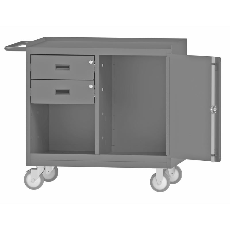 Durham Mobile Bench Cabinet With 5" X 1-1/4" Polyurethane Casters, (2) Rigid And (2) Swivel