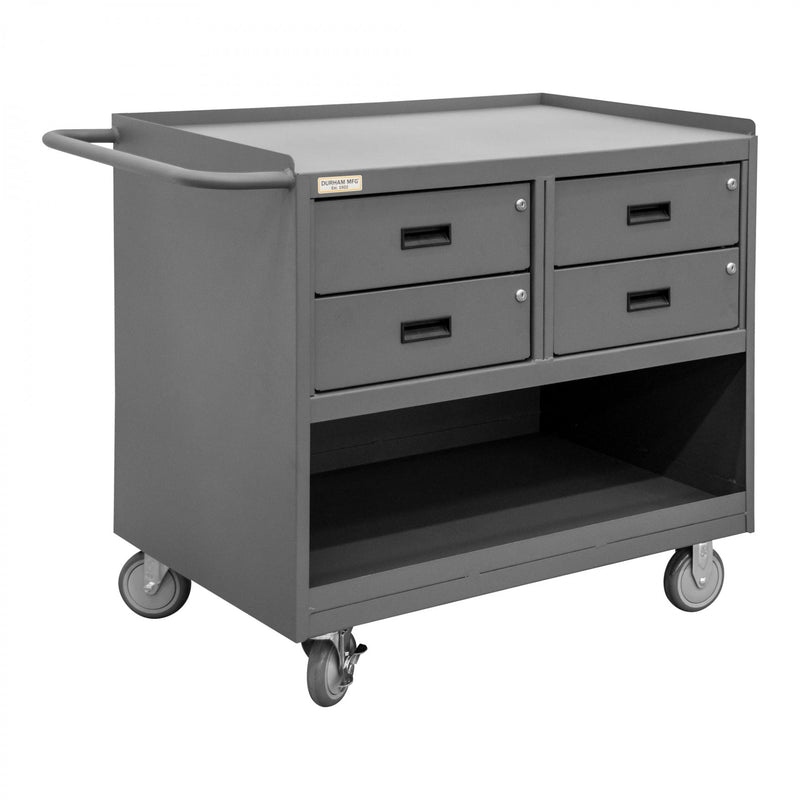 Durham Mobile Bench Cabinet With 5" X 1-1/4" Polyurethane Casters, (2) Rigid And (2) Swivel