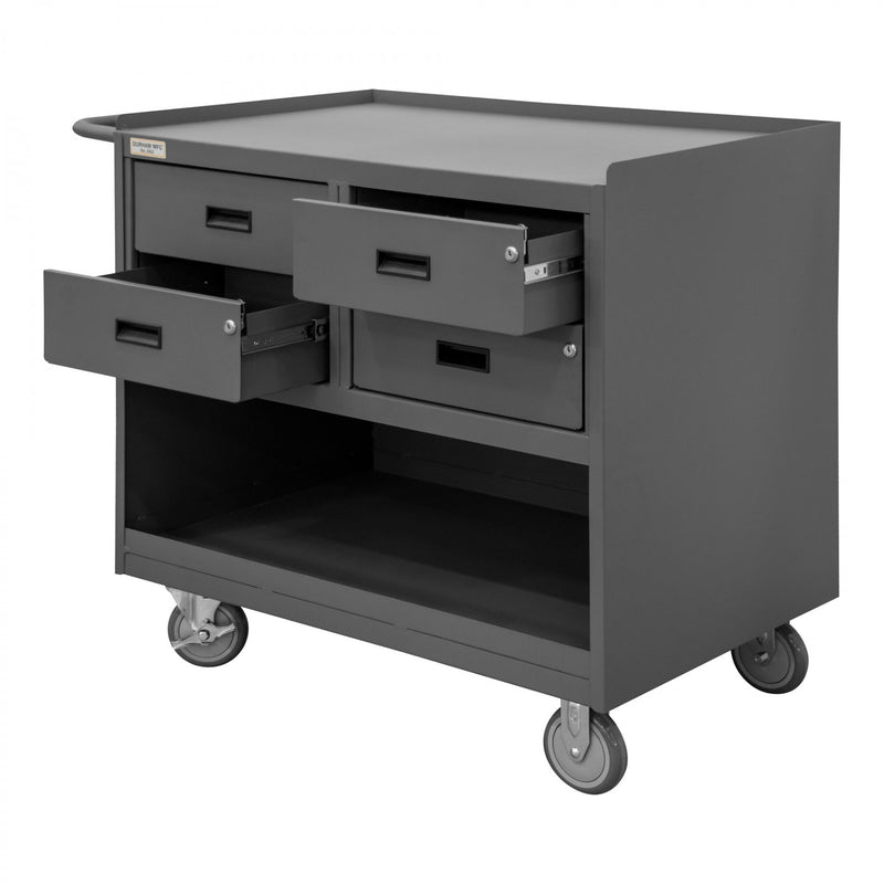 Durham Mobile Bench Cabinet With 5" X 1-1/4" Polyurethane Casters, (2) Rigid And (2) Swivel